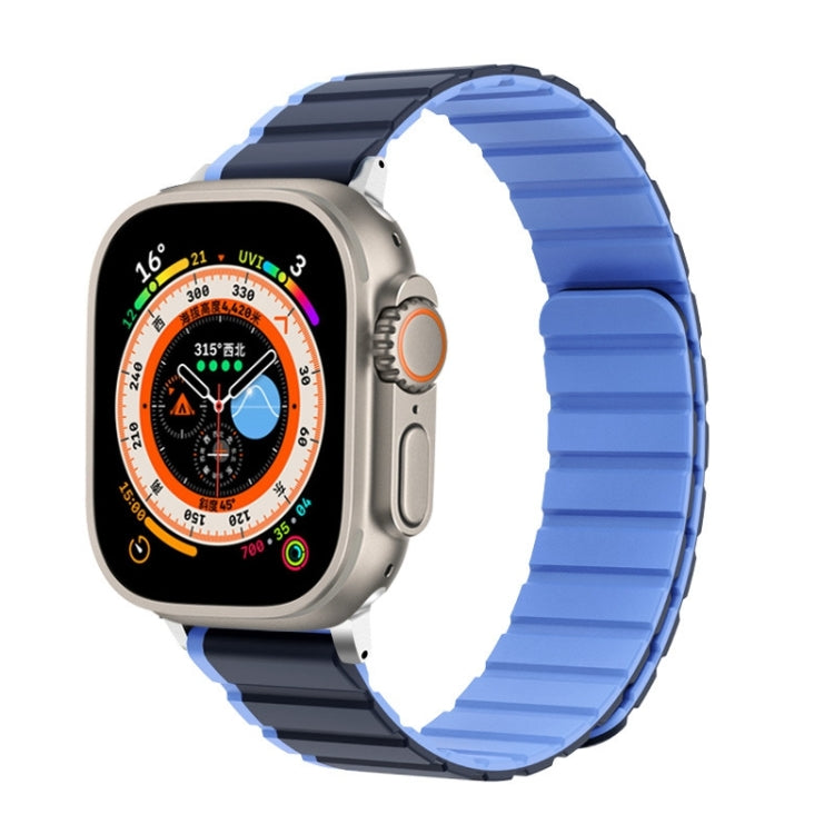 For Apple Watch Ultra 49mm ZGA Two Color Magnetic Silicone Watch Band(Dark Blue+Light Blue) - Watch Bands by ZGA | Online Shopping UK | buy2fix