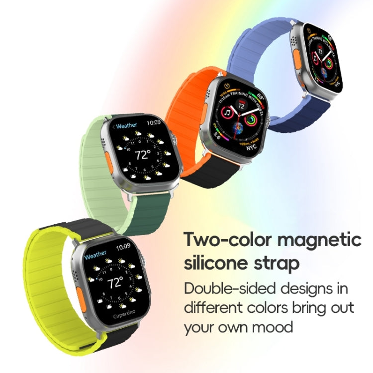 For Apple Watch SE 2022 44mm ZGA Two Color Magnetic Silicone Watch Band(Dark Green+Light Green) - Watch Bands by ZGA | Online Shopping UK | buy2fix