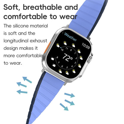 For Apple Watch Series 10 42mm ZGA Two Color Magnetic Silicone Watch Band(Dark Blue+Light Blue) - Watch Bands by ZGA | Online Shopping UK | buy2fix