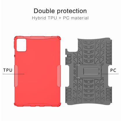 For Lenovo Tab M11/ Xiaoxin Pad 11 2024 Tire Texture TPU Hybrid PC Tablet Case with Holder(Red) - Lenovo by buy2fix | Online Shopping UK | buy2fix