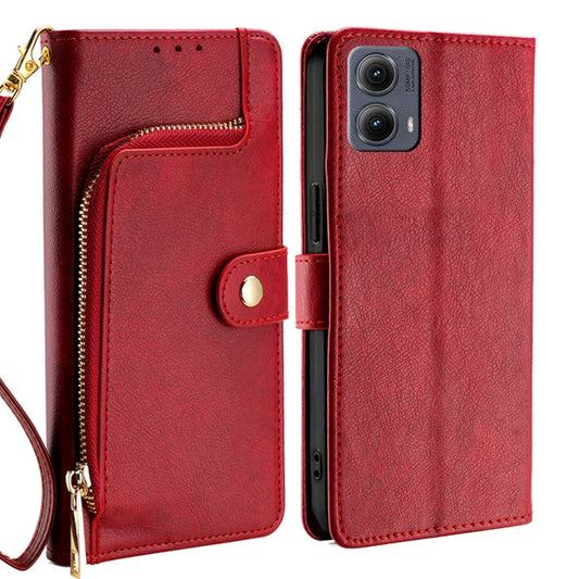 For Motorola Edge 5G 2024 Zipper Bag Leather Phone Case(Red) - Motorola Cases by buy2fix | Online Shopping UK | buy2fix