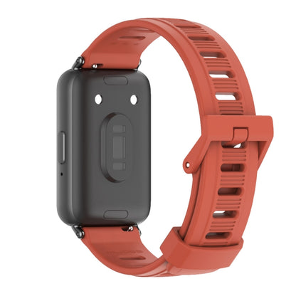 For Samsung Galaxy Fit 3 Mijobs Flat Hole Silicone Watch Band(Orange+Black) - Watch Bands by MIJOBS | Online Shopping UK | buy2fix