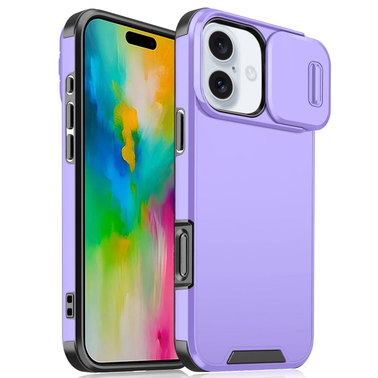 For iPhone 16 Plus Sliding Camshield TPU + PC Phone Case(Purple) - iPhone 16 Plus Cases by buy2fix | Online Shopping UK | buy2fix