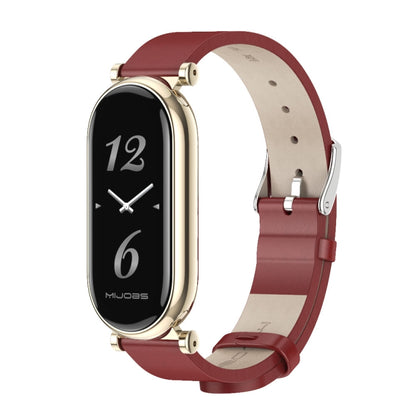 For Xiaomi Mi Band 8 / 9 / 9 NFC Mijobs GT4 First Layer Cowhide Watch Band(Red Light Gold) - Watch Bands by MIJOBS | Online Shopping UK | buy2fix