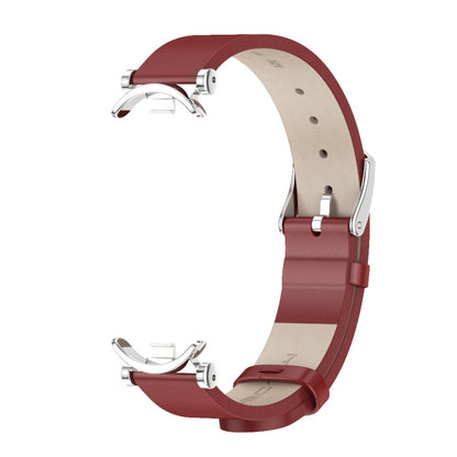 For Xiaomi Mi Band 8 / 9 / 9 NFC Mijobs GT4 First Layer Cowhide Watch Band(Red Silver) - Watch Bands by MIJOBS | Online Shopping UK | buy2fix