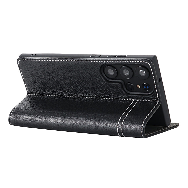 For Samsung Galaxy S24 5G GEBEI Top-grain Horizontal Flip Leather Phone Case(Black) - Galaxy S24 5G Cases by GEBEI | Online Shopping UK | buy2fix