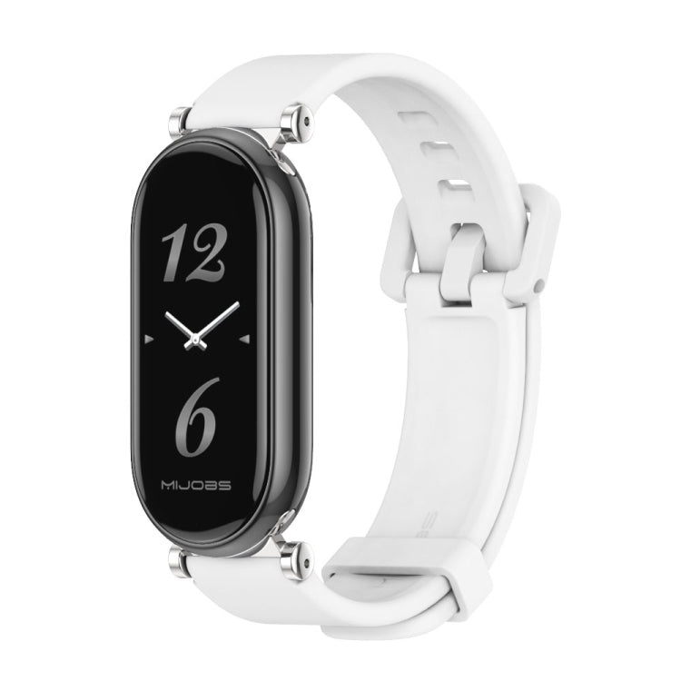 For Xiaomi Mi Band 8 Mijobs GT4 Silicone Breathable Watch Band(White Silver) - Watch Bands by MIJOBS | Online Shopping UK | buy2fix