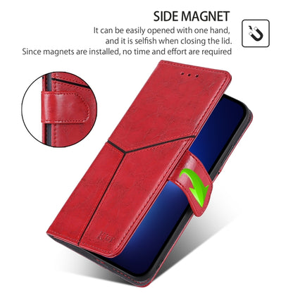 For Motorola Moto G Play 4G 2024 Geometric Stitching Leather Phone Case(Red) - Motorola Cases by buy2fix | Online Shopping UK | buy2fix