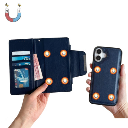 For iPhone 16 Multifunctional Seven Cards Wallet Leather Phone Case(Royal Blue) - iPhone 16 Cases by buy2fix | Online Shopping UK | buy2fix