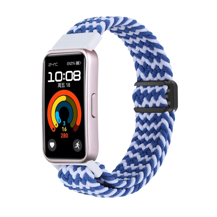 For Huawei Band 9 / 8 Magnetic Buckle Nylon Braid Watch Band(Wave Pattern Blue White) - Watch Bands by buy2fix | Online Shopping UK | buy2fix