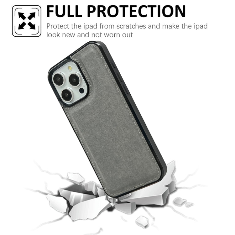 For iPhone 16 Pro Max Cowhide Texture Back Cover Phone Case(Grey) - iPhone 16 Pro Max Cases by buy2fix | Online Shopping UK | buy2fix