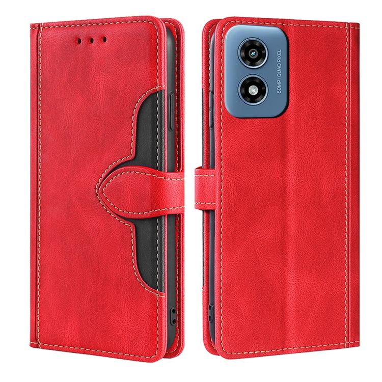 For Motorola Moto G Play 4G 2024 Skin Feel Magnetic Buckle Leather Phone Case(Red) - Motorola Cases by buy2fix | Online Shopping UK | buy2fix