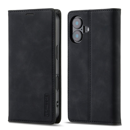 For iPhone 16 Plus LC.IMEEKE Strong Magnetism Microfiber Leather Phone Case(Black) - iPhone 16 Plus Cases by LC.IMEEKE | Online Shopping UK | buy2fix