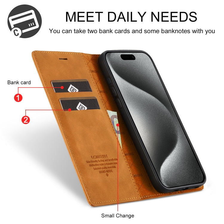 For iPhone 16 Pro Max LC.IMEEKE Strong Magnetism Microfiber Leather Phone Case(Brown) - iPhone 16 Pro Max Cases by LC.IMEEKE | Online Shopping UK | buy2fix