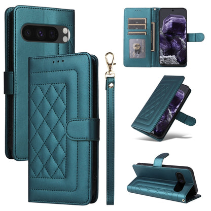 For Google Pixel 9 Pro Diamond Lattice Leather Flip Phone Case(Green) - Google Cases by buy2fix | Online Shopping UK | buy2fix