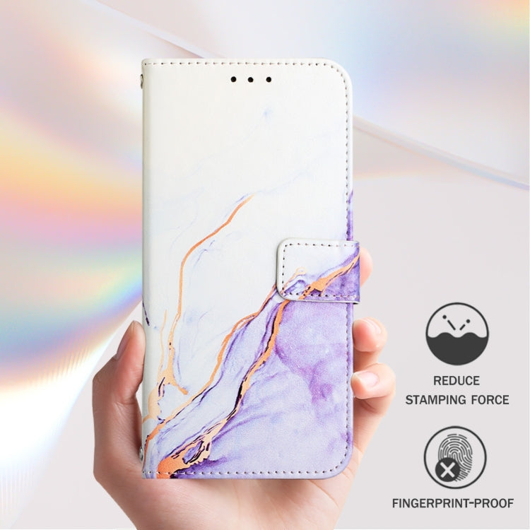 For OnePlus 12 5G Global PT003 Marble Pattern Flip Leather Phone Case(White Purple) - OnePlus Cases by buy2fix | Online Shopping UK | buy2fix