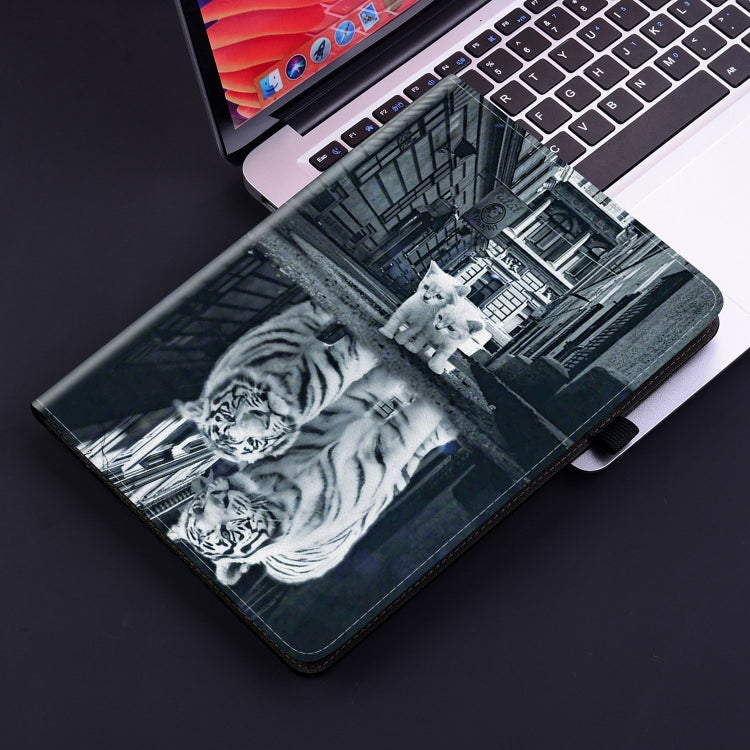 For Samsung Galaxy Tab S9+ / S9 FE+ Crystal Texture Painted Leather Tablet Case(Cat Reflection Tiger) - Galaxy Tab S9+ Cases by buy2fix | Online Shopping UK | buy2fix