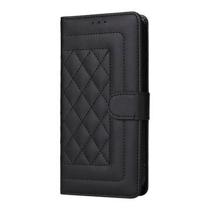 For iPhone 16 Plus Diamond Lattice Leather Flip Phone Case(Black) - iPhone 16 Plus Cases by buy2fix | Online Shopping UK | buy2fix