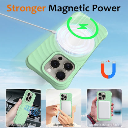 For iPhone 15 Pro Wave Texture MagSafe Magnetic Liquid Silicone Phone Case(Green) - iPhone 15 Pro Cases by buy2fix | Online Shopping UK | buy2fix