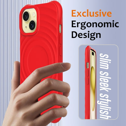 For iPhone 13 Wave Texture MagSafe Magnetic Liquid Silicone Phone Case(Red) - iPhone 13 Cases by buy2fix | Online Shopping UK | buy2fix