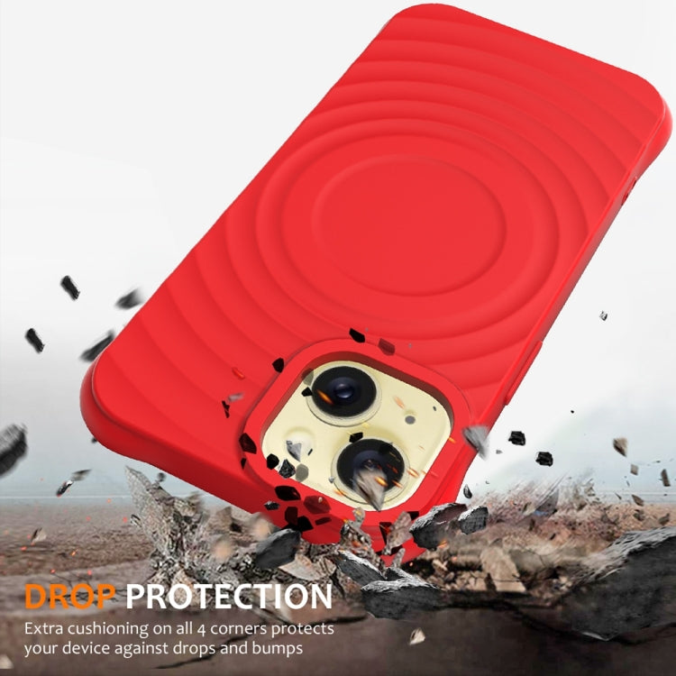 For iPhone 13 Wave Texture MagSafe Magnetic Liquid Silicone Phone Case(Red) - iPhone 13 Cases by buy2fix | Online Shopping UK | buy2fix