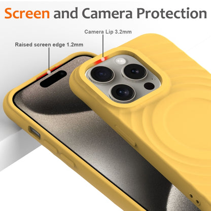 For iPhone 12 Pro Max Wave Texture MagSafe Magnetic Liquid Silicone Phone Case(Yellow) - iPhone 12 Pro Max Cases by buy2fix | Online Shopping UK | buy2fix