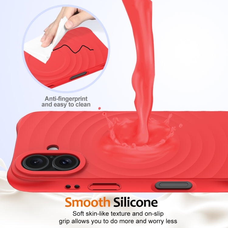 For iPhone 16 Plus Wave Texture MagSafe Magnetic Liquid Silicone Phone Case(Red) - iPhone 16 Plus Cases by buy2fix | Online Shopping UK | buy2fix