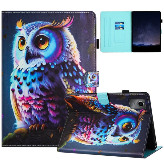 For Lenovo Tab M11/ Xiaoxin Pad 11 2024 Painted Litchi Leather Sewing Smart Tablet Case(Colorful Owl) - Lenovo by buy2fix | Online Shopping UK | buy2fix