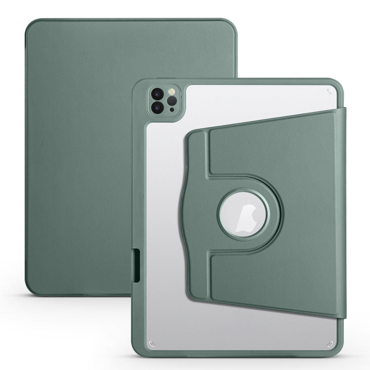 For iPad Pro 11 2024 Acrylic 360 Degree Rotation Holder Leather Tablet Case(Pine Green) - iPad Pro 11 2024 Cases by buy2fix | Online Shopping UK | buy2fix