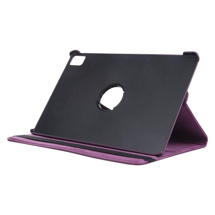 For iPad Pro 11 2024 360 Degree Rotation Litchi Texture Leather Tablet Case with Holder(Purple) - iPad Pro 11 2024 Cases by buy2fix | Online Shopping UK | buy2fix