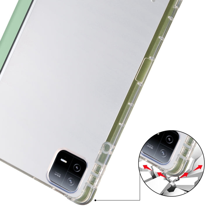 For iPad Pro 13 2024 3-fold Clear TPU Smart Leather Tablet Case with Pen Slot(Green) - iPad Pro 13 2024 Cases by buy2fix | Online Shopping UK | buy2fix