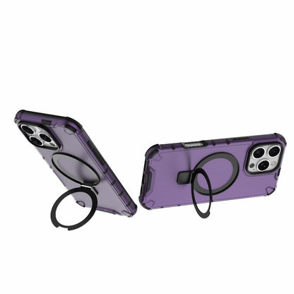 For iPhone 16 Pro Max Grating Holder Shockproof Phone Case(Purple) - iPhone 16 Pro Max Cases by buy2fix | Online Shopping UK | buy2fix