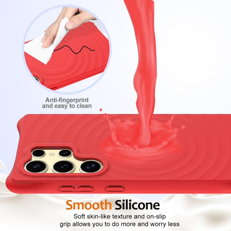 For Samsung Galaxy S25 Ultra 5G Wave Texture MagSafe Magnetic Liquid Silicone Phone Case(Red) - Galaxy S25 Ultra 5G Cases by buy2fix | Online Shopping UK | buy2fix