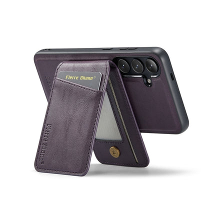 For Samsung Galaxy S24+ 5G Fierre Shann Oil Wax Cow Leather Magnetic Card Holder Phone Case(Purple) - Galaxy S24+ 5G Cases by FIERRE SHANN | Online Shopping UK | buy2fix