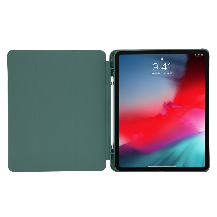 For iPad Air 13 2024 Skin Feel Tri-fold Leather Tablet Case with Pen Slot(Dark Blue) - iPad Air 13 2024 Cases by buy2fix | Online Shopping UK | buy2fix