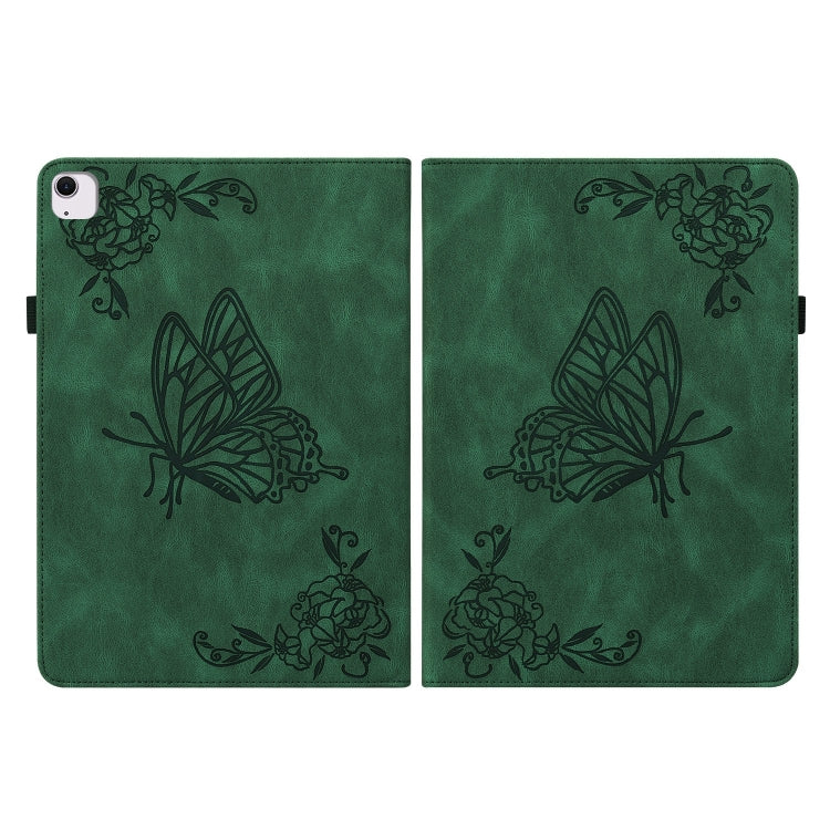 For iPad Air 11 2024 Butterfly Flower Embossed Leather Tablet Case(Green) - iPad Air 11 2024 Cases by buy2fix | Online Shopping UK | buy2fix