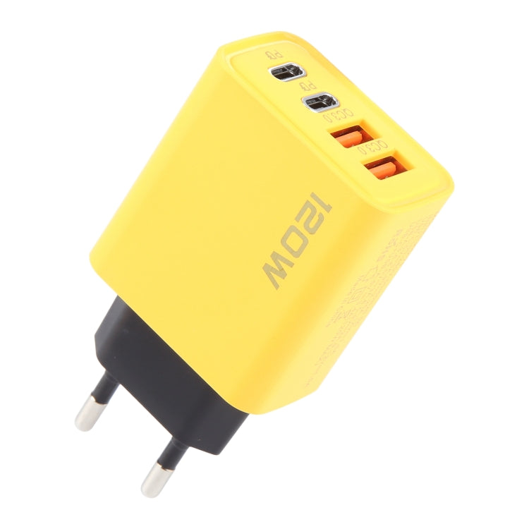 KO-71 120W Dual PD Type-C + Dual QC3.0 USB Multi Ports Charger, Plug:EU Plug(Yellow) - USB Charger by buy2fix | Online Shopping UK | buy2fix