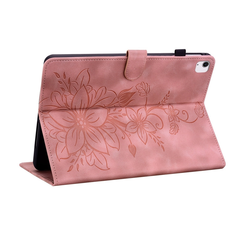 For iPad Air 13 2024 Lily Embossed Leather Smart Tablet Case(Pink) - iPad Air 13 2024 Cases by buy2fix | Online Shopping UK | buy2fix