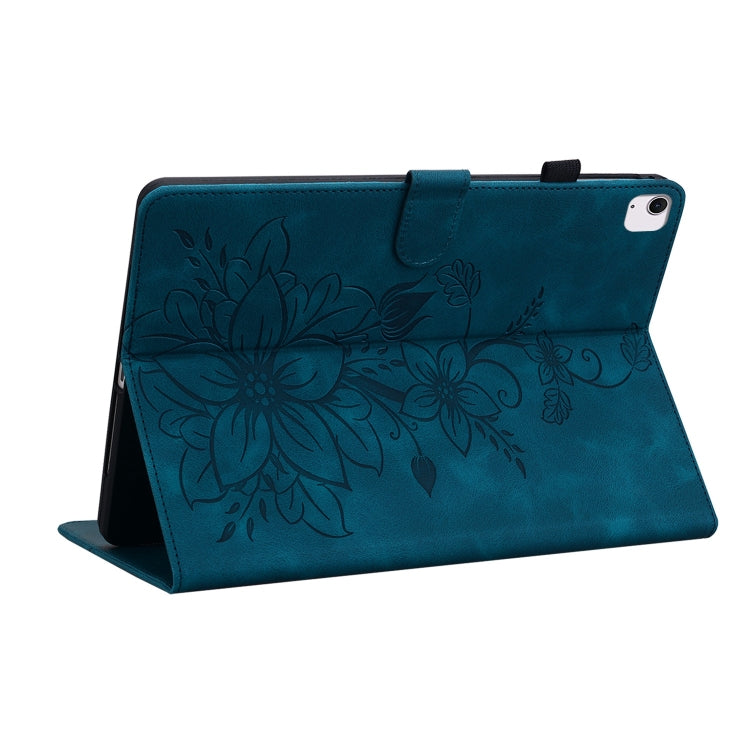 For iPad Air 13 2024 Lily Embossed Leather Smart Tablet Case(Dark Blue) - iPad Air 13 2024 Cases by buy2fix | Online Shopping UK | buy2fix