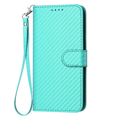 For iPhone 16 Pro Max YX0070 Carbon Fiber Buckle Leather Phone Case with Lanyard(Light Blue) - iPhone 16 Pro Max Cases by buy2fix | Online Shopping UK | buy2fix