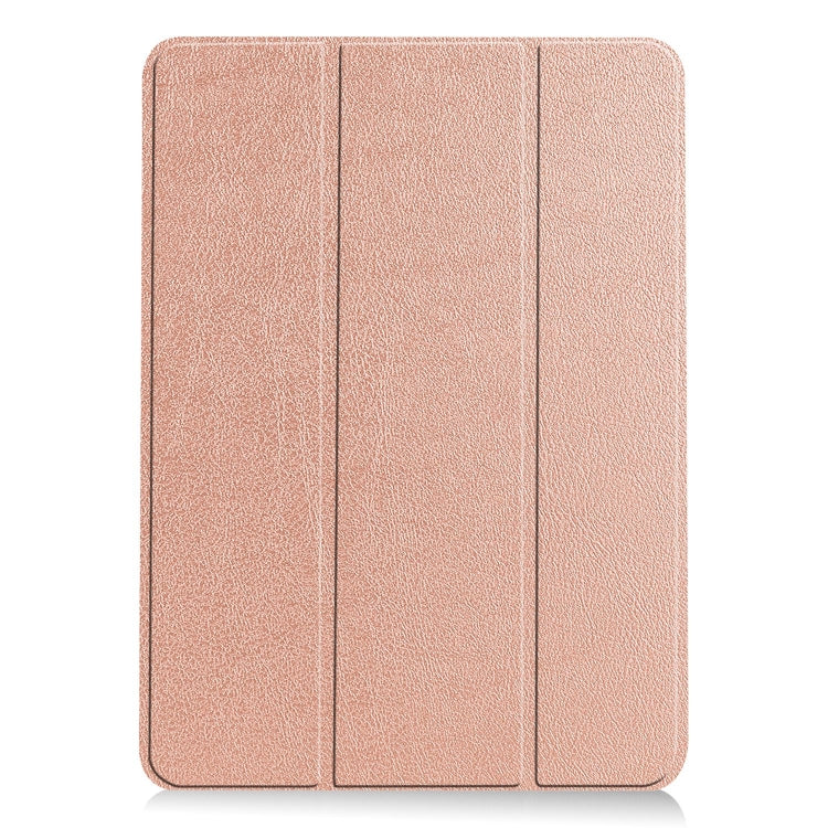 For iPad Air 11 2025 / 2024 Custer Pure Color 3-Fold Holder Smart Leather Tablet Case(Rose Gold) - iPad Air 11 2025 / 2024 Cases by buy2fix | Online Shopping UK | buy2fix