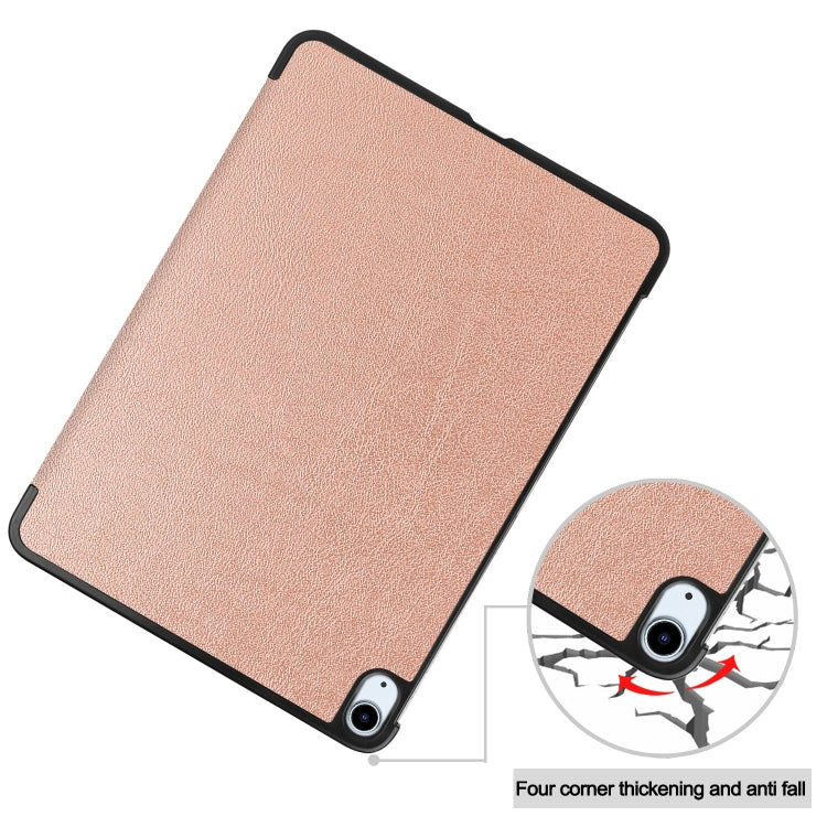 For iPad Air 11 2025 / 2024 Custer Pure Color 3-Fold Holder Smart Leather Tablet Case(Rose Gold) - iPad Air 11 2025 / 2024 Cases by buy2fix | Online Shopping UK | buy2fix