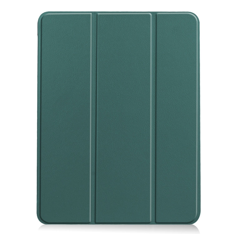 For iPad Air 11 2024 Custer Pure Color 3-Fold Holder Smart Leather Tablet Case(Dark Green) - iPad Air 11 2024 Cases by buy2fix | Online Shopping UK | buy2fix