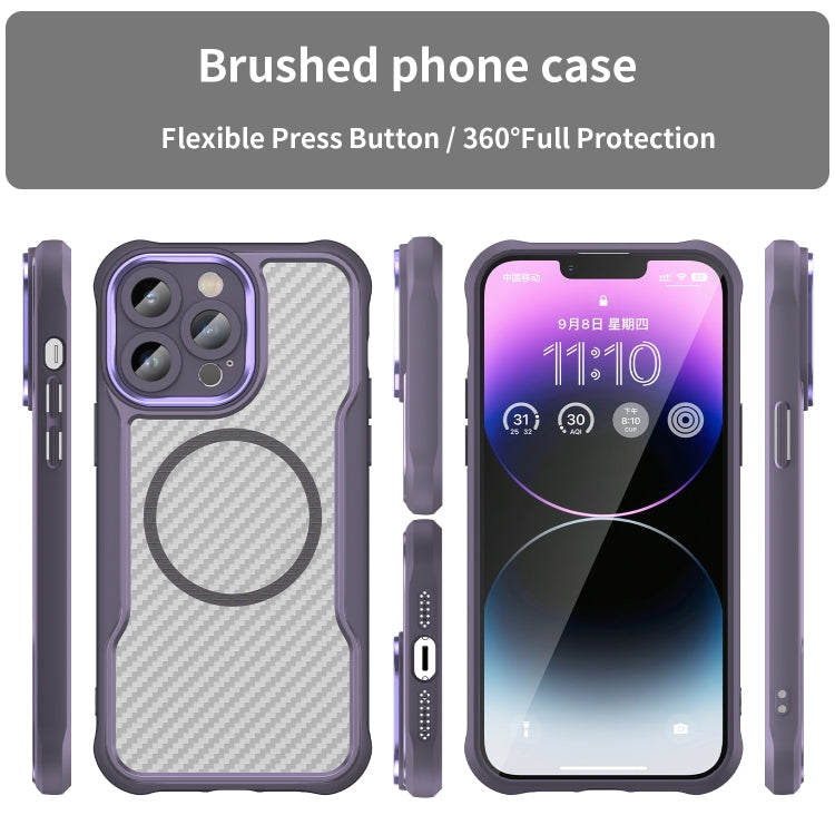 For iPhone 15 Pro Carbon Fiber Texture MagSafe Translucent Phone Case(Purple) - iPhone 15 Pro Cases by buy2fix | Online Shopping UK | buy2fix