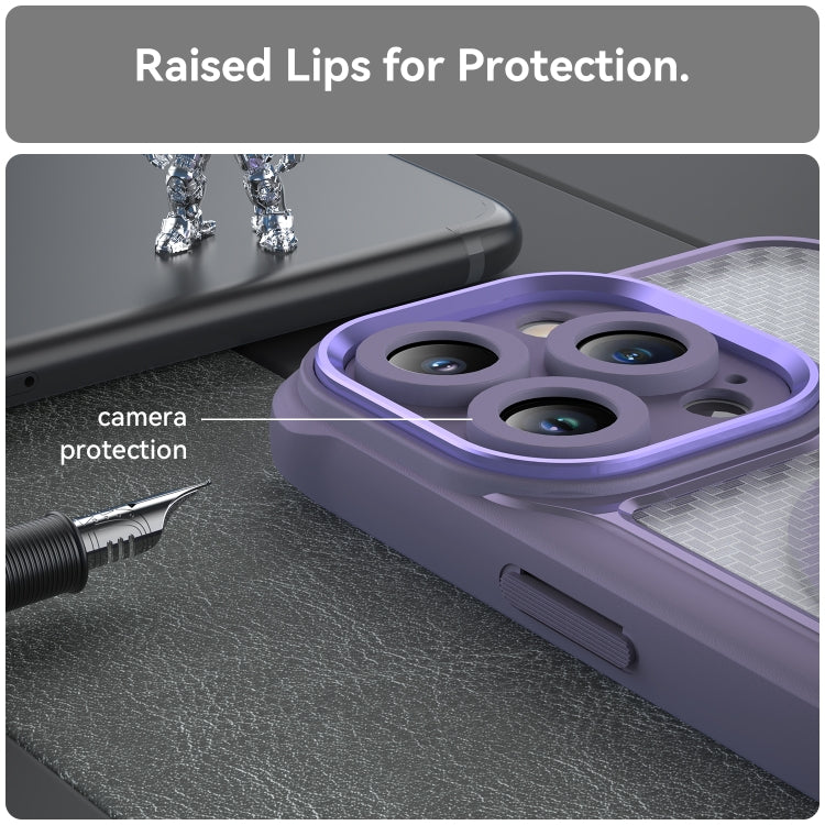 For iPhone 15 Pro Carbon Fiber Texture MagSafe Translucent Phone Case(Purple) - iPhone 15 Pro Cases by buy2fix | Online Shopping UK | buy2fix