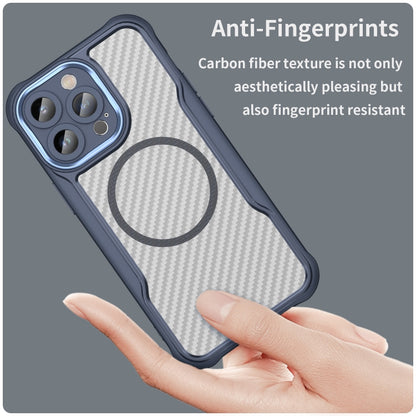 For iPhone 15 Carbon Fiber Texture MagSafe Translucent Phone Case(Blue) - iPhone 15 Cases by buy2fix | Online Shopping UK | buy2fix