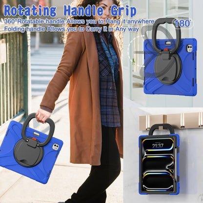 For iPad Pro 11 2024 Silicone Hybrid PC Tablet Case with Holder & Shoulder Strap(Blue) - iPad Pro 11 2024 Cases by buy2fix | Online Shopping UK | buy2fix