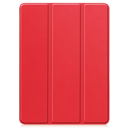 For iPad Pro 11 2024 Custer TPU Pure Color 3-Fold Holder Smart Leather Tablet Case with Pen Tray(Red) - iPad Pro 11 2024 Cases by buy2fix | Online Shopping UK | buy2fix