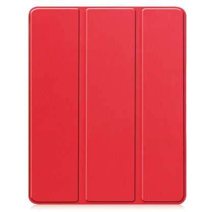 For iPad Air 13 2024 Custer TPU Pure Color 3-Fold Holder Smart Leather Tablet Case with Pen Tray(Red) - iPad Air 13 2024 Cases by buy2fix | Online Shopping UK | buy2fix