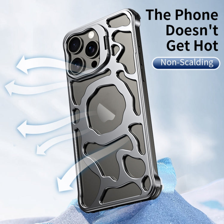 For iPhone 16 Pro Auspicious Cloud Series MagSafe Metal Phone Case with Bracket(Grey) - iPhone 16 Pro Cases by buy2fix | Online Shopping UK | buy2fix